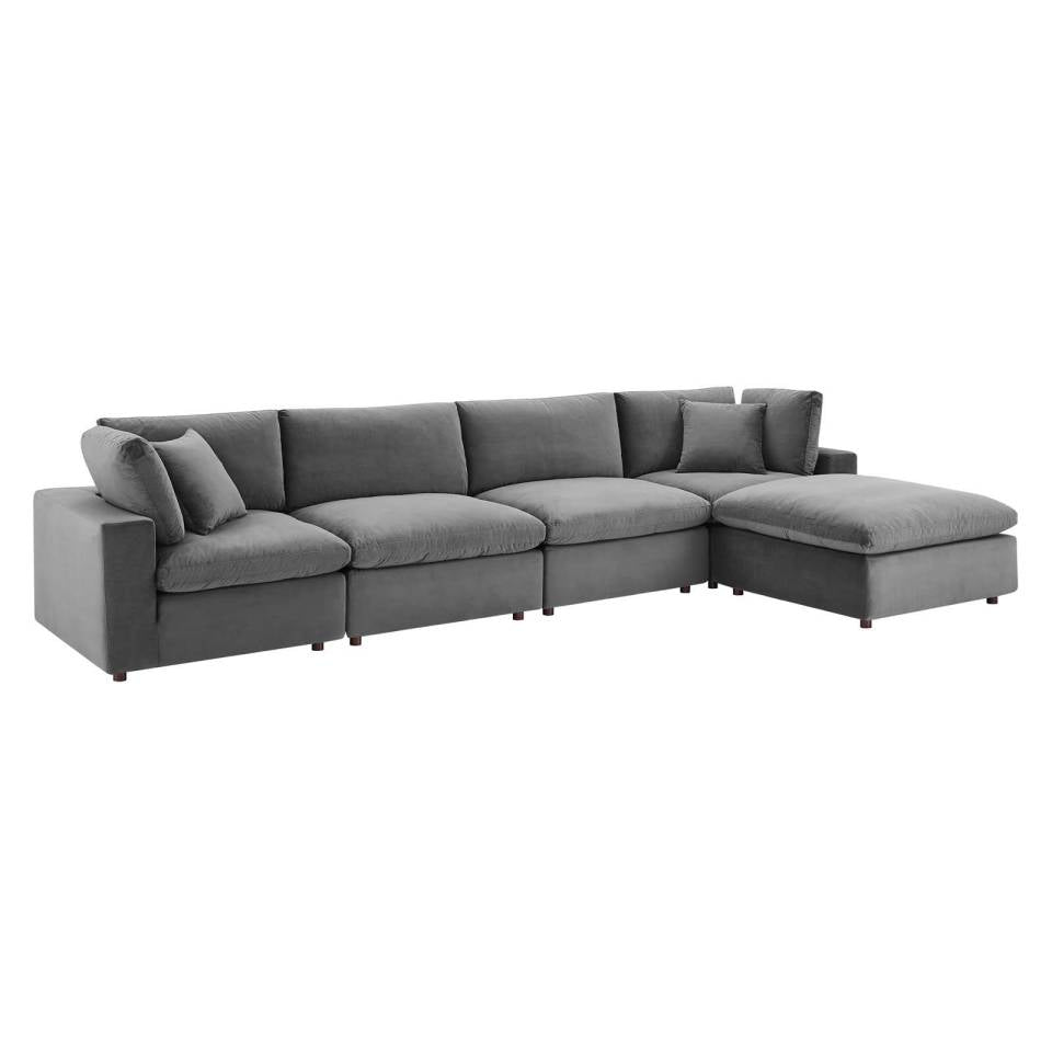 Modway Commix Down Filled Overstuffed Performance Velvet 5-Piece Sectional Sofa - EEI-4820 | Sectional | Modishstore - 13