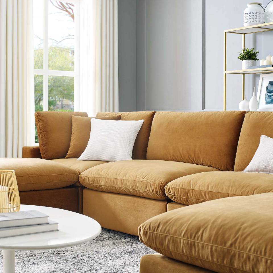 Modway Commix Down Filled Overstuffed Performance Velvet 6-Piece Sectional Sofa - EEI-4821 | Sofa Set | Modishstore - 2
