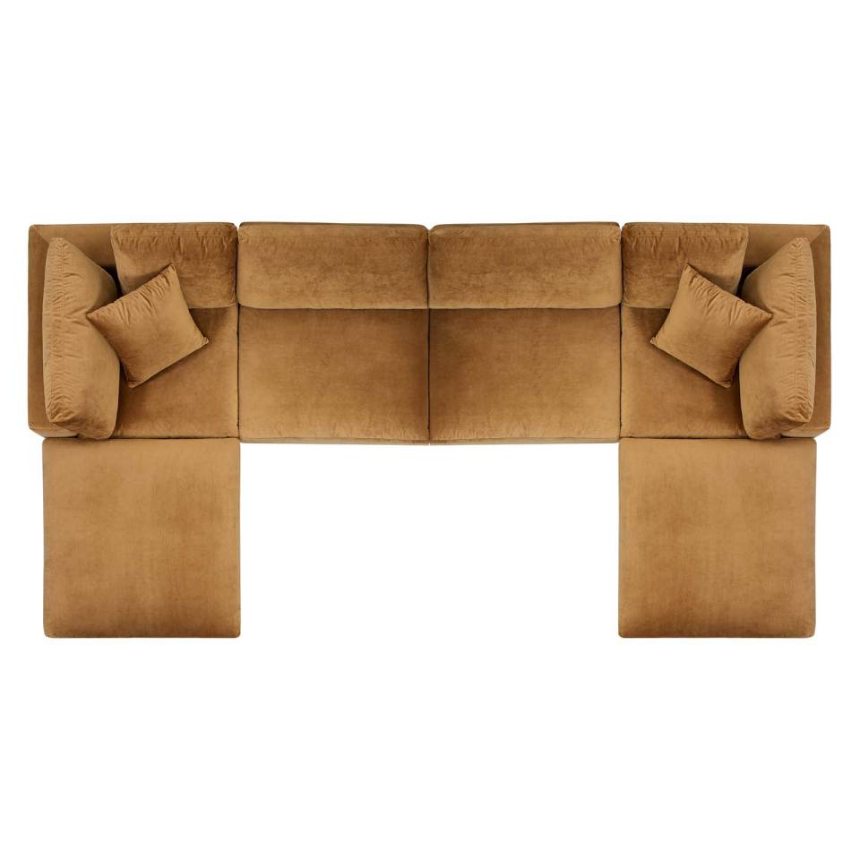 Modway Commix Down Filled Overstuffed Performance Velvet 6-Piece Sectional Sofa - EEI-4821 | Sofa Set | Modishstore - 4