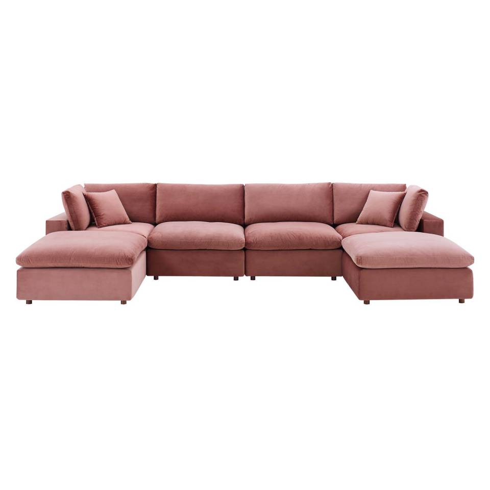 Modway Commix Down Filled Overstuffed Performance Velvet 6-Piece Sectional Sofa - EEI-4821 | Sofa Set | Modishstore - 14