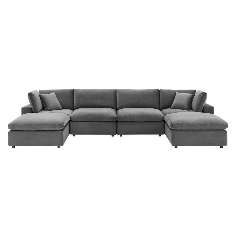 Modway Commix Down Filled Overstuffed Performance Velvet 6-Piece Sectional Sofa - EEI-4821 | Sofa Set | Modishstore - 16