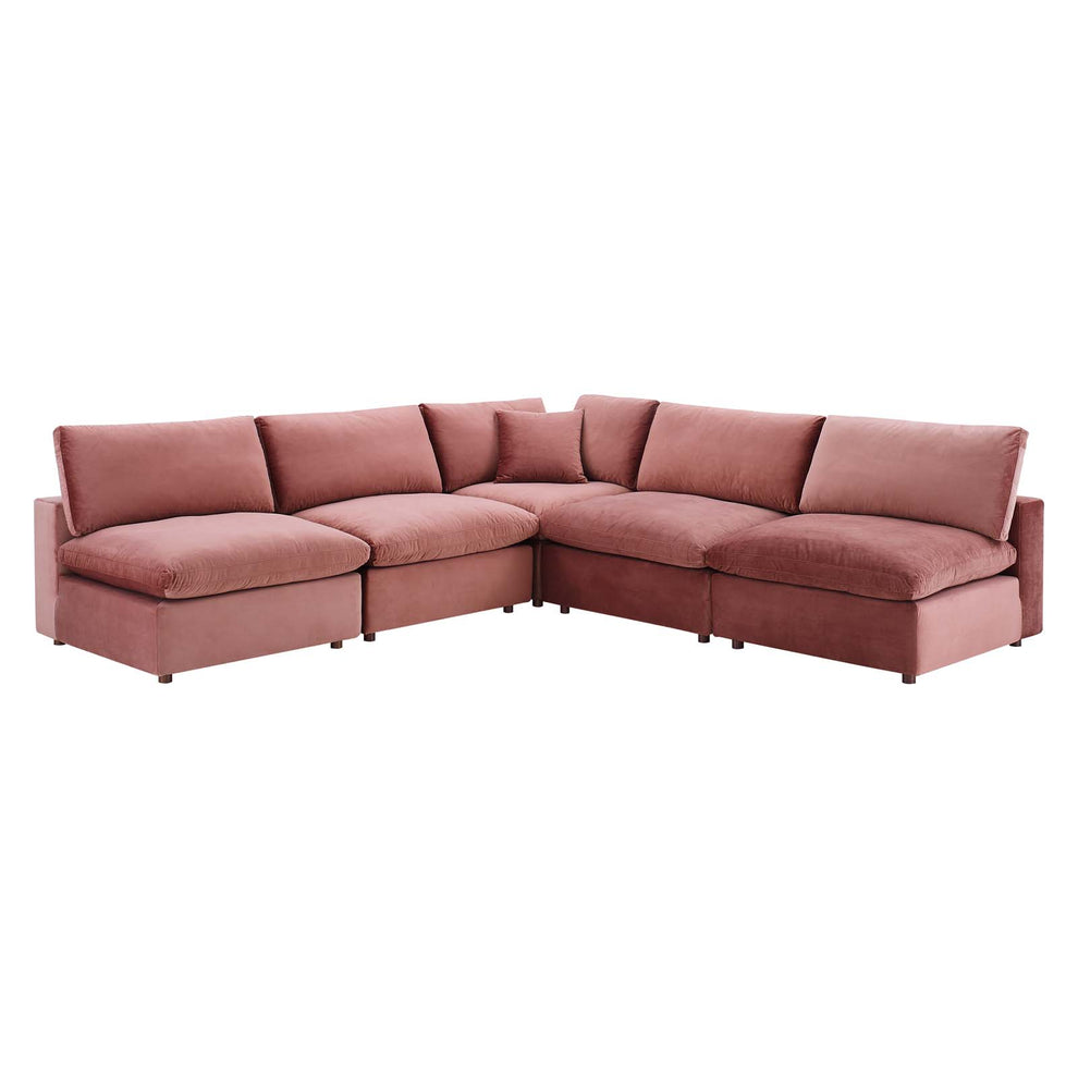 Modway Commix Down Filled Overstuffed Performance Velvet 5-Piece Sectional Sofa - EEI-4822 | Sectional | Modishstore - 9
