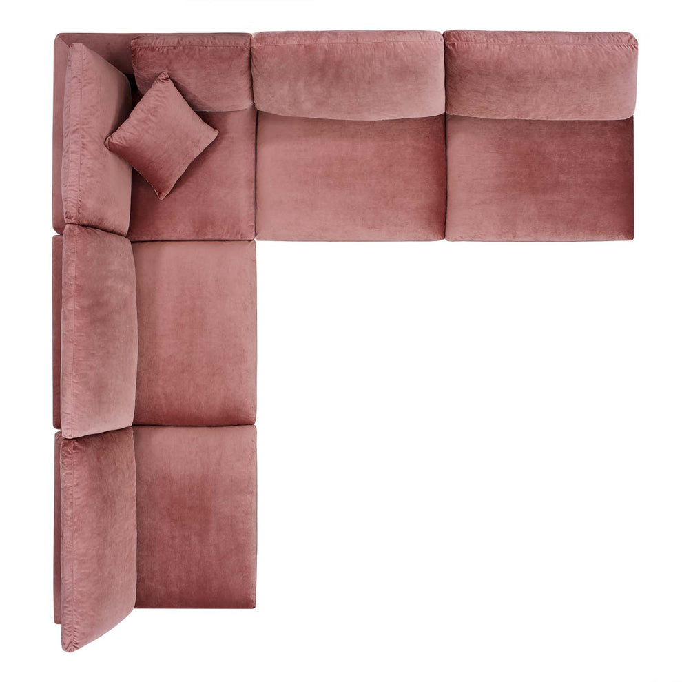 Modway Commix Down Filled Overstuffed Performance Velvet 5-Piece Sectional Sofa - EEI-4822 | Sectional | Modishstore - 10