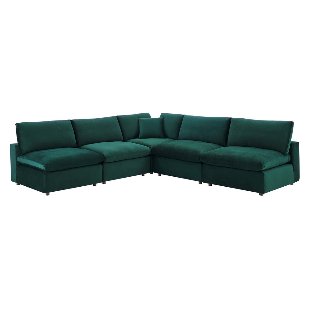 Modway Commix Down Filled Overstuffed Performance Velvet 5-Piece Sectional Sofa - EEI-4822 | Sectional | Modishstore - 16