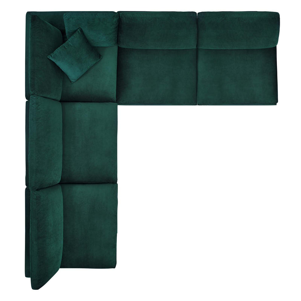 Modway Commix Down Filled Overstuffed Performance Velvet 5-Piece Sectional Sofa - EEI-4822 | Sectional | Modishstore - 17