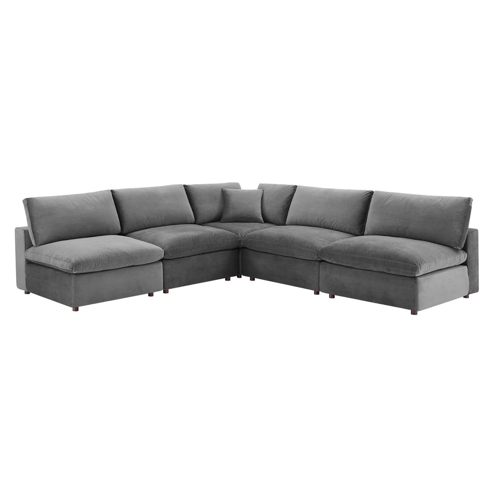Modway Commix Down Filled Overstuffed Performance Velvet 5-Piece Sectional Sofa - EEI-4822 | Sectional | Modishstore - 23