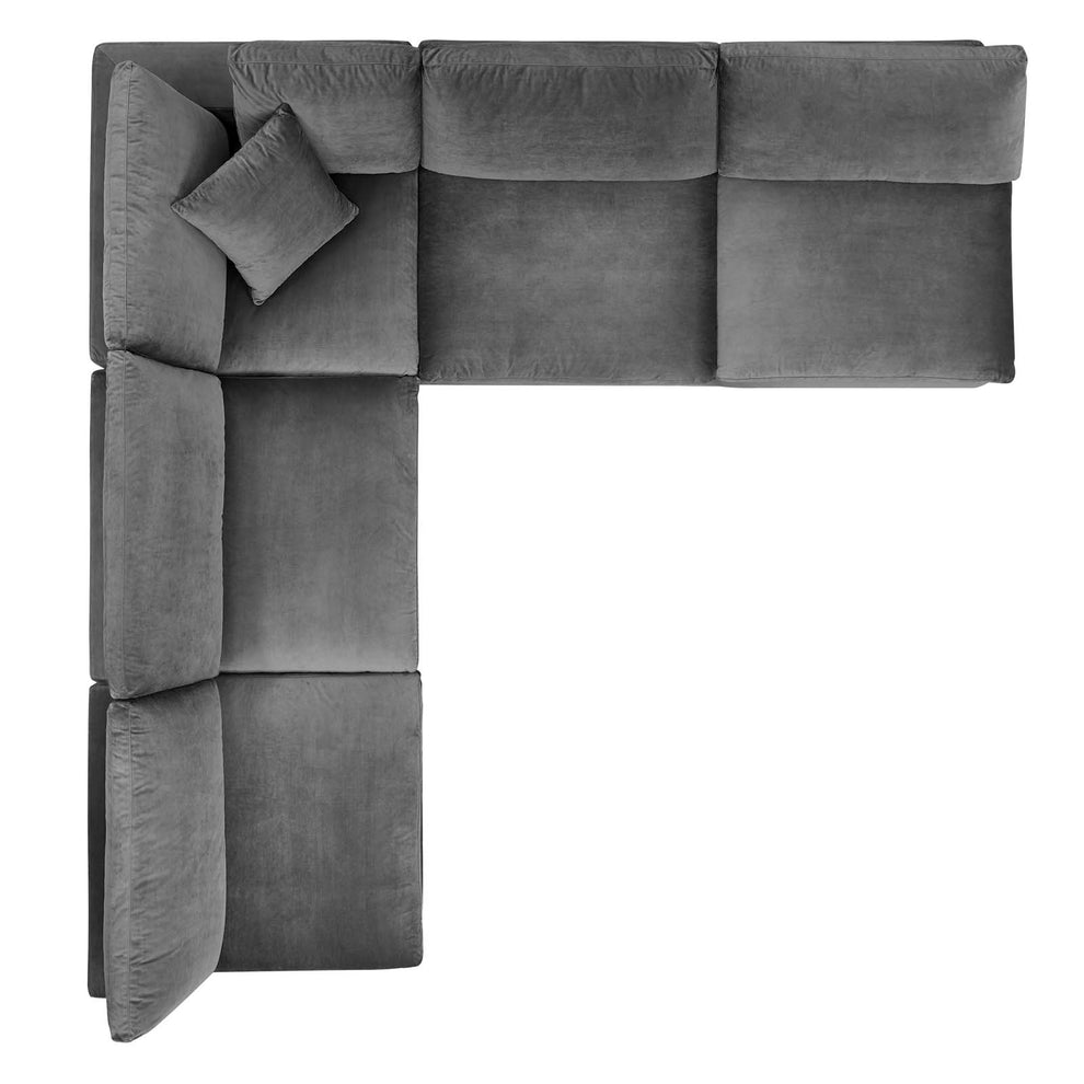 Modway Commix Down Filled Overstuffed Performance Velvet 5-Piece Sectional Sofa - EEI-4822 | Sectional | Modishstore - 24