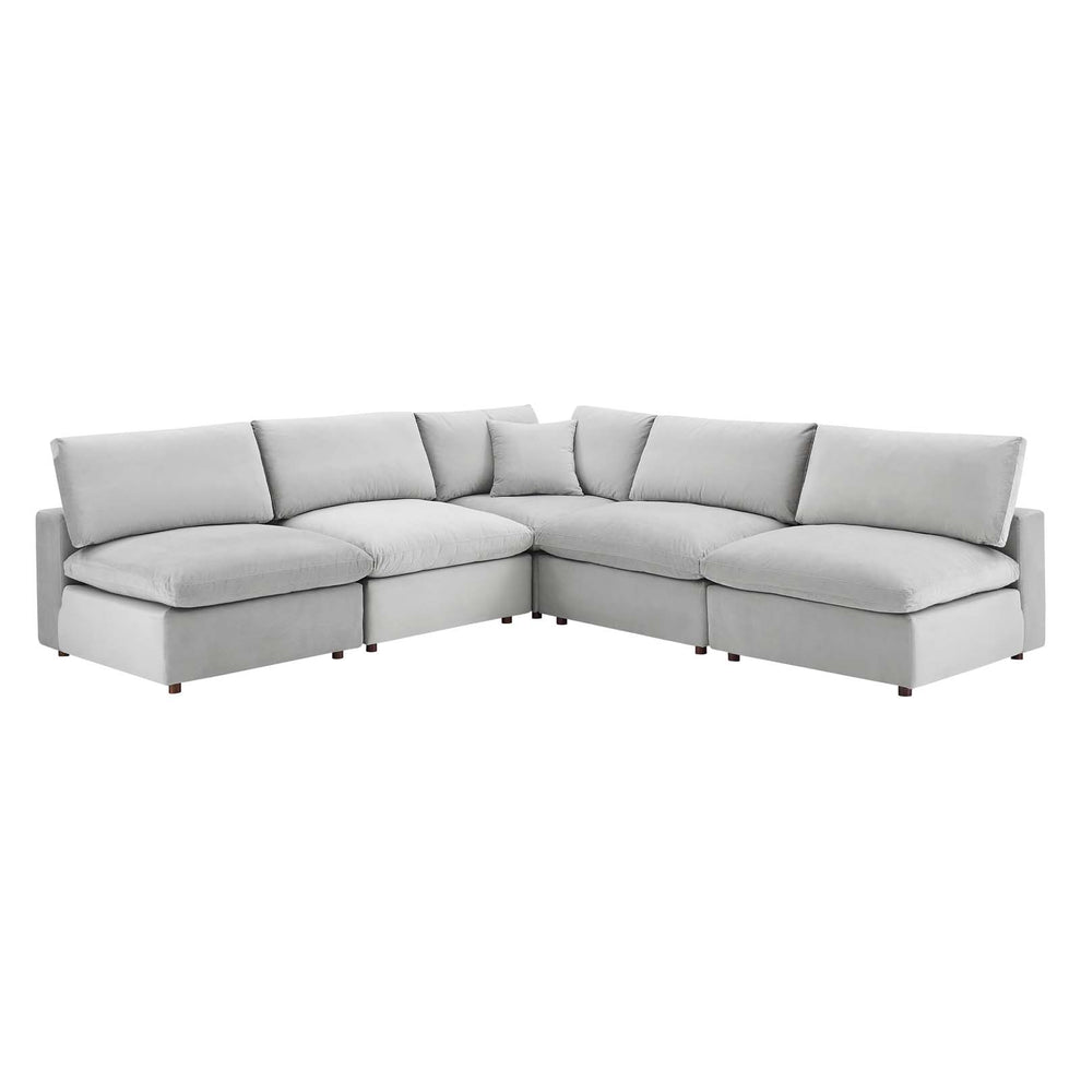 Modway Commix Down Filled Overstuffed Performance Velvet 5-Piece Sectional Sofa - EEI-4822 | Sectional | Modishstore - 30