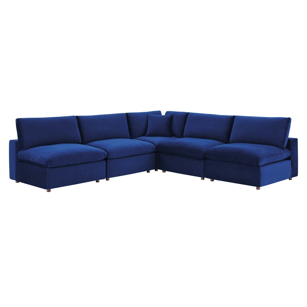 Modway Commix Down Filled Overstuffed Performance Velvet 5-Piece Sectional Sofa - EEI-4822 | Sectional | Modishstore - 37