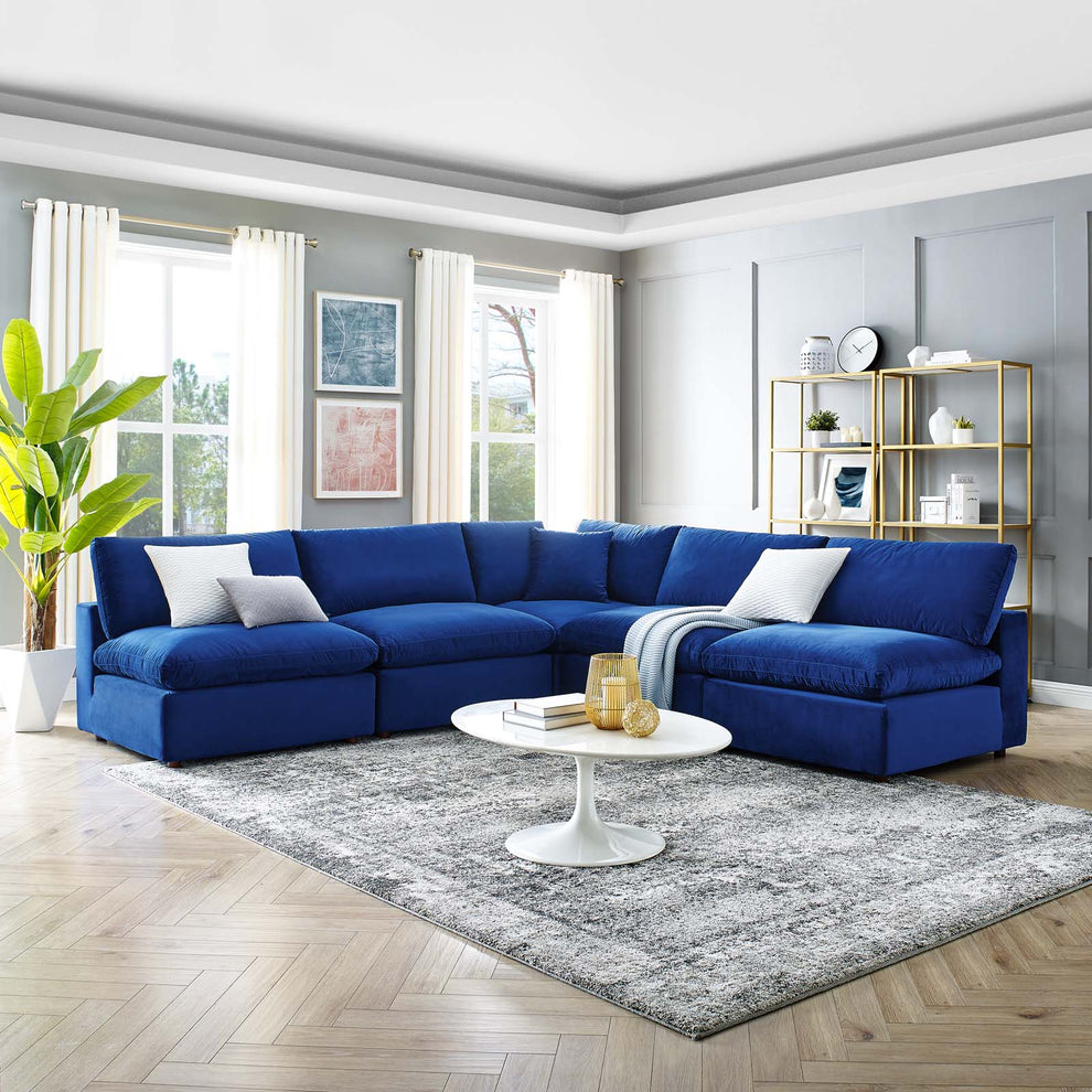 Modway Commix Down Filled Overstuffed Performance Velvet 5-Piece Sectional Sofa - EEI-4822 | Sectional | Modishstore - 55
