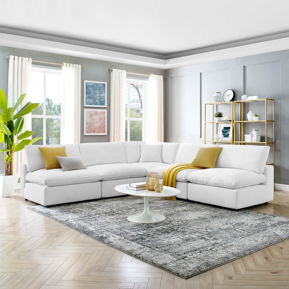 Modway Commix Down Filled Overstuffed Performance Velvet 5-Piece Sectional Sofa - EEI-4822 | Sectional | Modishstore - 56