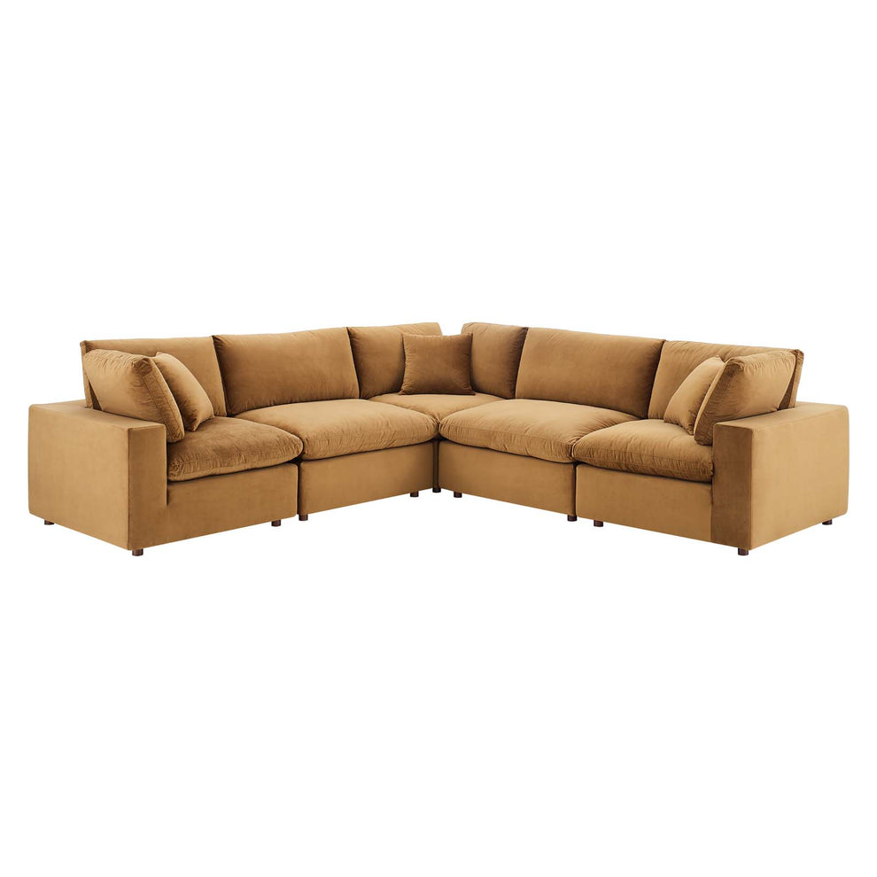 Modway Commix Down Filled Overstuffed Performance Velvet 5-Piece Sectional Sofa - EEI-4823 | Sectional | Modishstore - 2