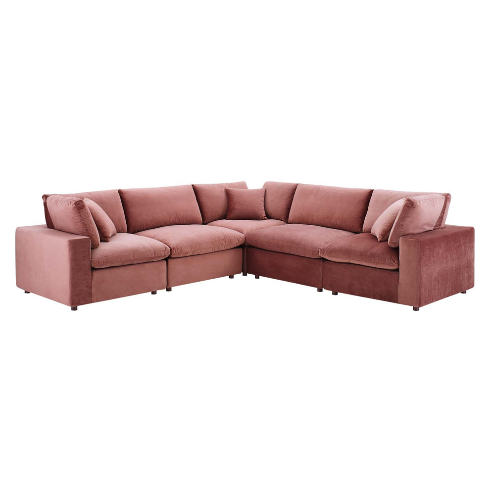 Modway Commix Down Filled Overstuffed Performance Velvet 5-Piece Sectional Sofa - EEI-4823 | Sectional | Modishstore - 6