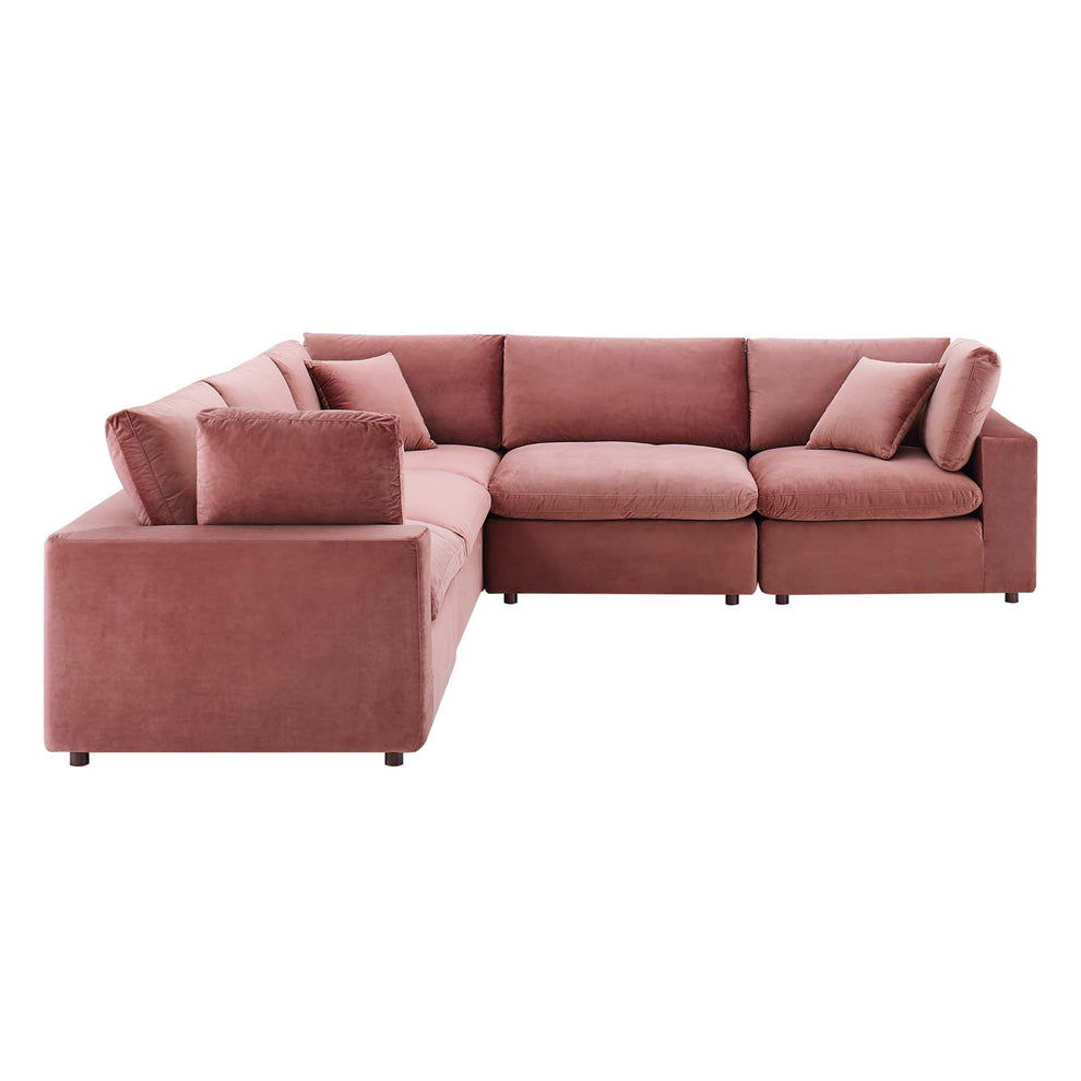 Modway Commix Down Filled Overstuffed Performance Velvet 5-Piece Sectional Sofa - EEI-4823 | Sectional | Modishstore - 7