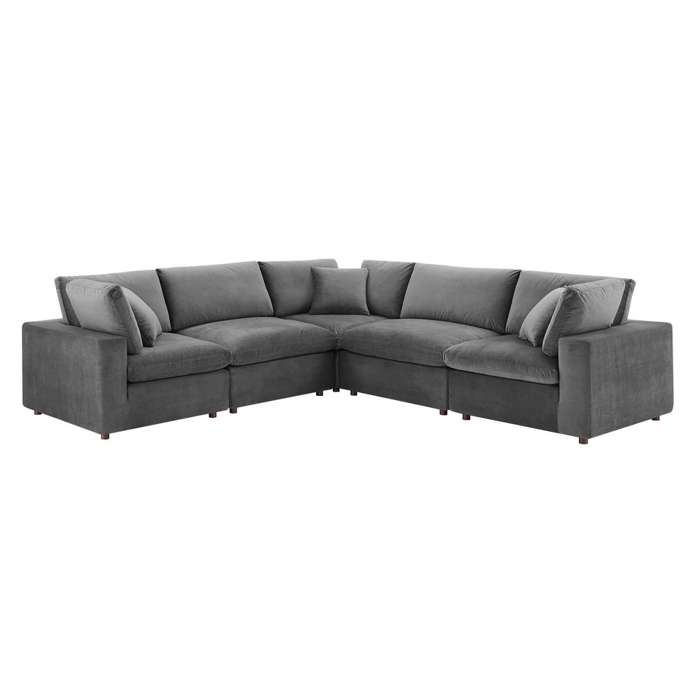Modway Commix Down Filled Overstuffed Performance Velvet 5-Piece Sectional Sofa - EEI-4823 | Sectional | Modishstore - 14