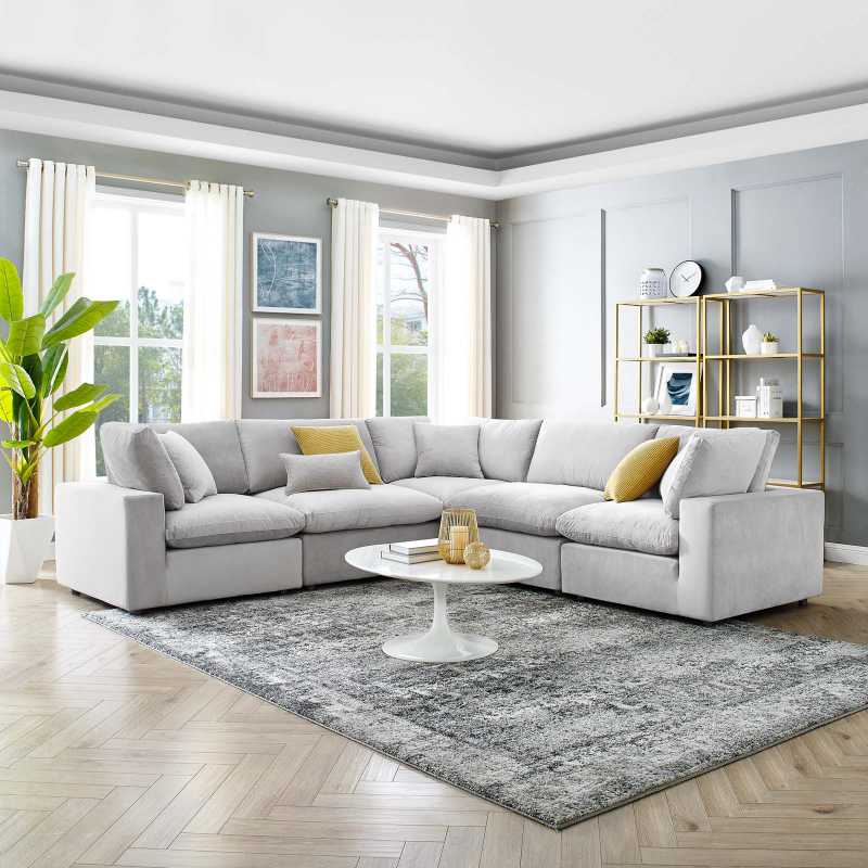 Modway Commix Down Filled Overstuffed Performance Velvet 5-Piece Sectional Sofa - EEI-4823 | Sectional | Modishstore - 16