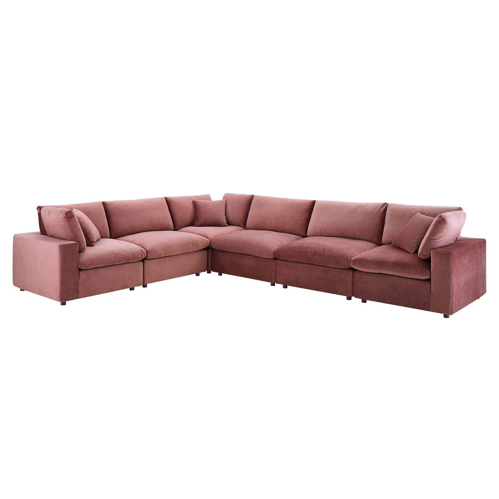 Commix Down Filled Overstuffed Performance Velvet 6-Piece Sectional Sofa By Modway | Sofas | Modishstore-7