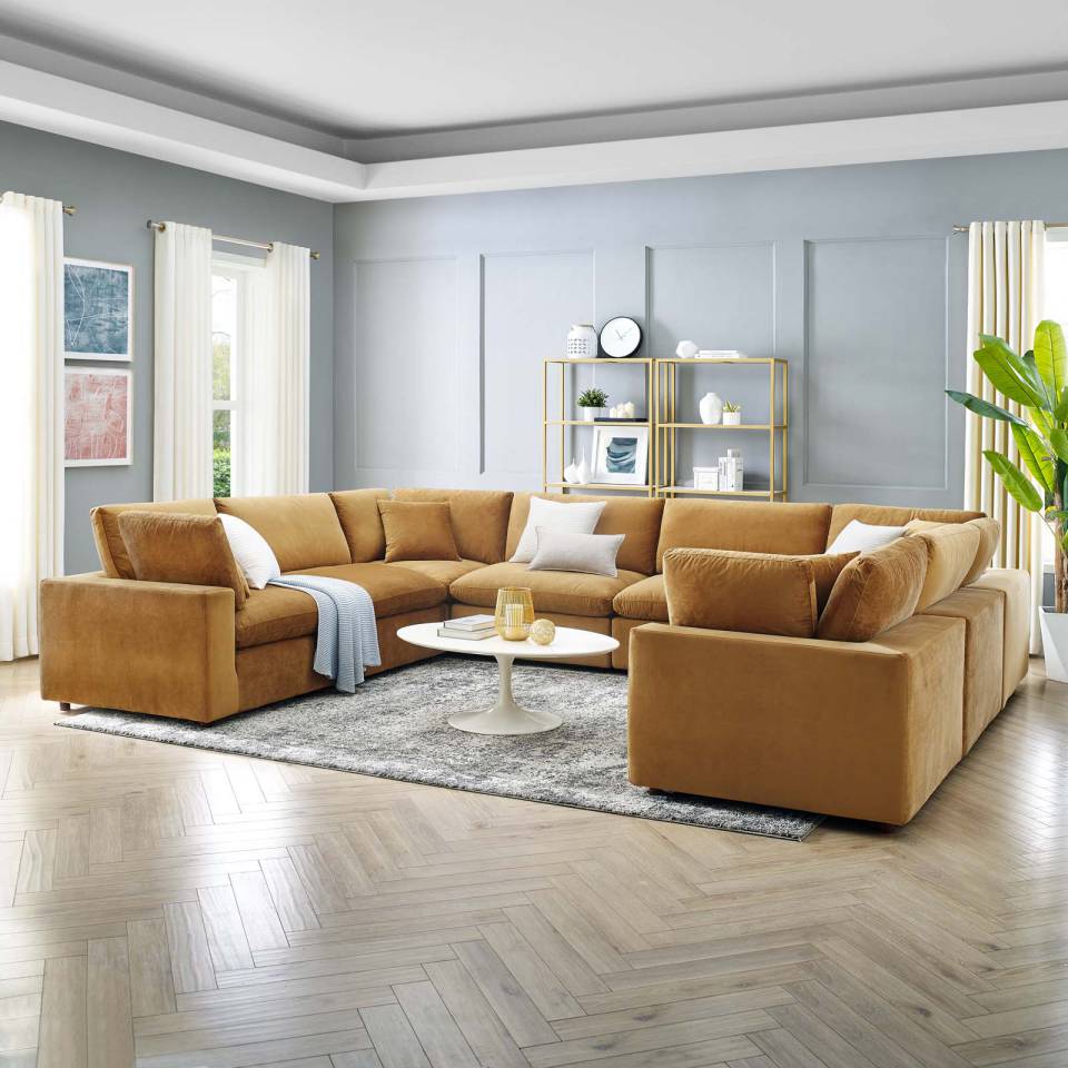 Modway Commix Down Filled Overstuffed Performance Velvet 8-Piece Sectional Sofa - EEI-4826 | Sectional | Modishstore - 1