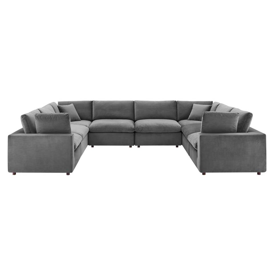 Modway Commix Down Filled Overstuffed Performance Velvet 8-Piece Sectional Sofa | Outdoor Sofas, Loveseats & Sectionals | Modishstore-13