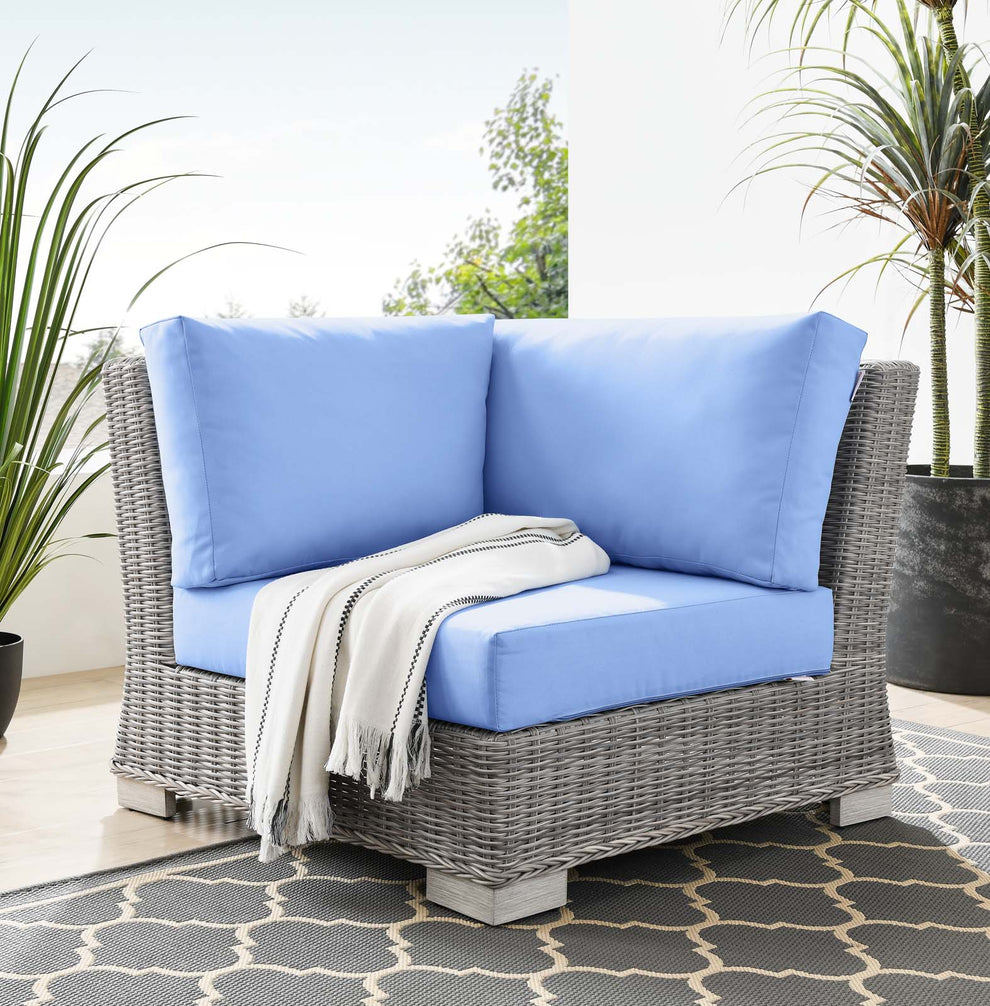 Modway Conway Outdoor Patio Wicker Rattan Corner Chair - EEI-4838 | Outdoor Sofas, Loveseats & Sectionals | Modishstore - 5