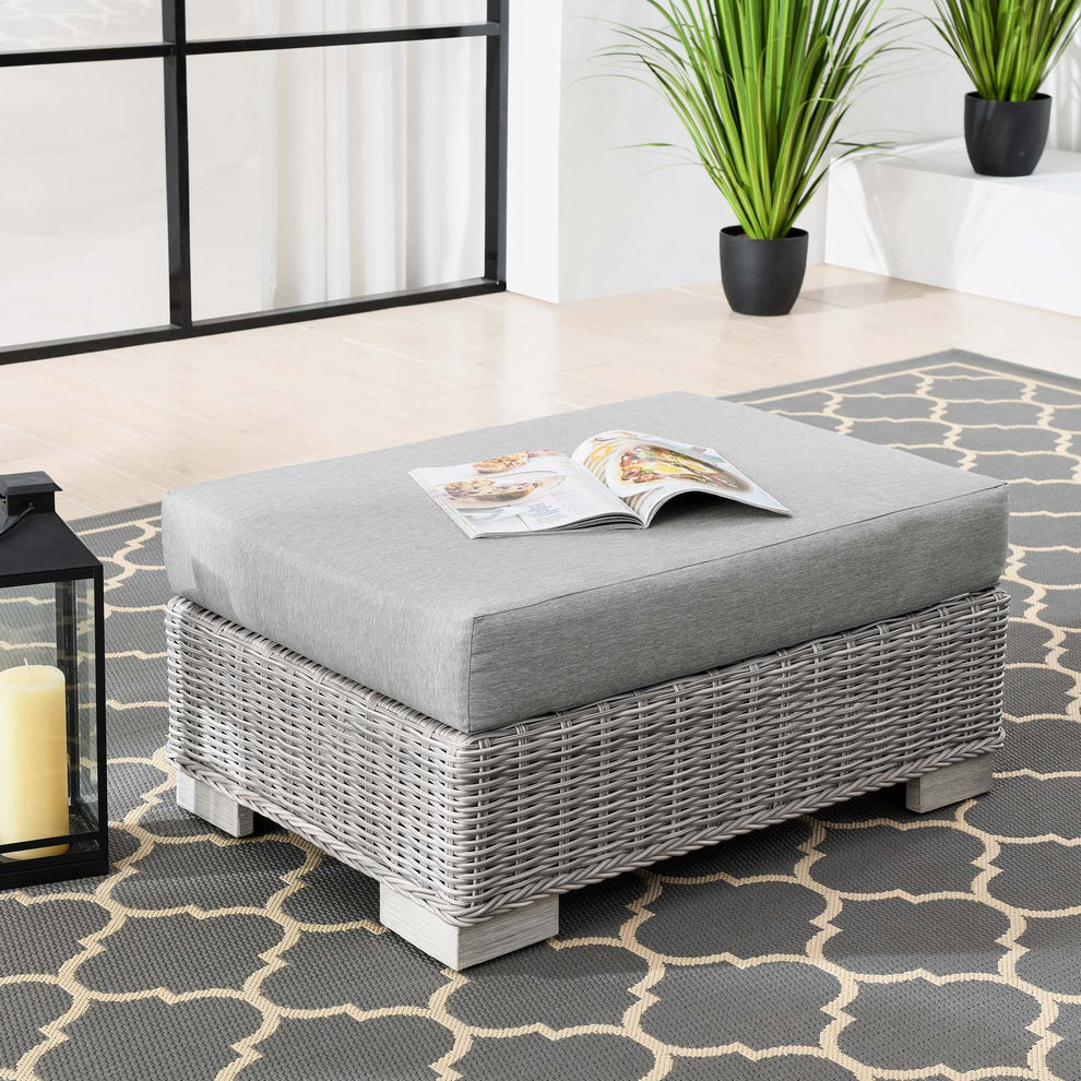 Modway Conway Outdoor Patio Wicker Rattan Ottoman - EEI-4839 | Outdoor Ottomans | Modishstore - 1