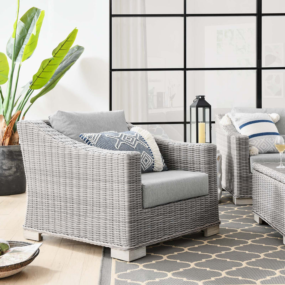 Modway Conway Outdoor Patio Wicker Rattan Armchair - EEI-4840 | Outdoor Sofas, Loveseats & Sectionals | Modishstore - 1