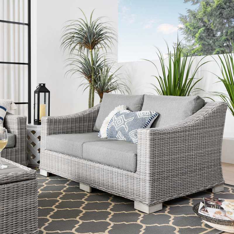 Modway Conway Outdoor Patio Wicker Rattan Loveseat - EEI-4841 | Outdoor Sofas, Loveseats & Sectionals | Modishstore - 1