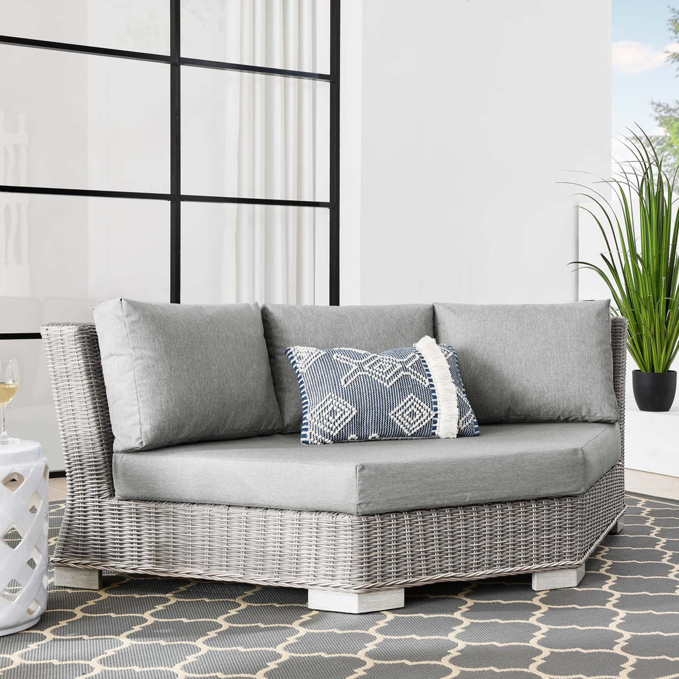 Modway Conway Outdoor Patio Wicker Rattan Round Corner Chair - EEI-4844 | Outdoor Sofas, Loveseats & Sectionals | Modishstore - 1
