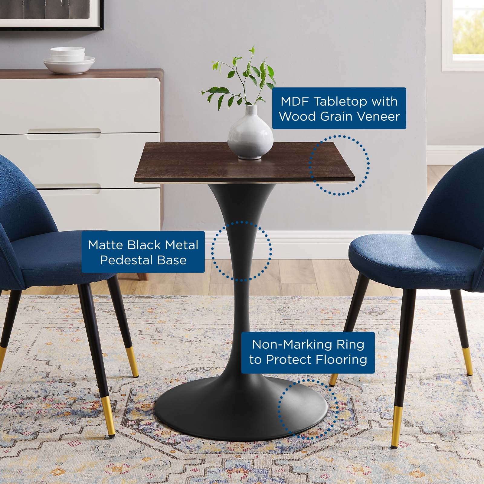 Lippa 24" Wood Square Dining Table By Modway - EEI-4864 | Dining Tables | Modishstore - 6