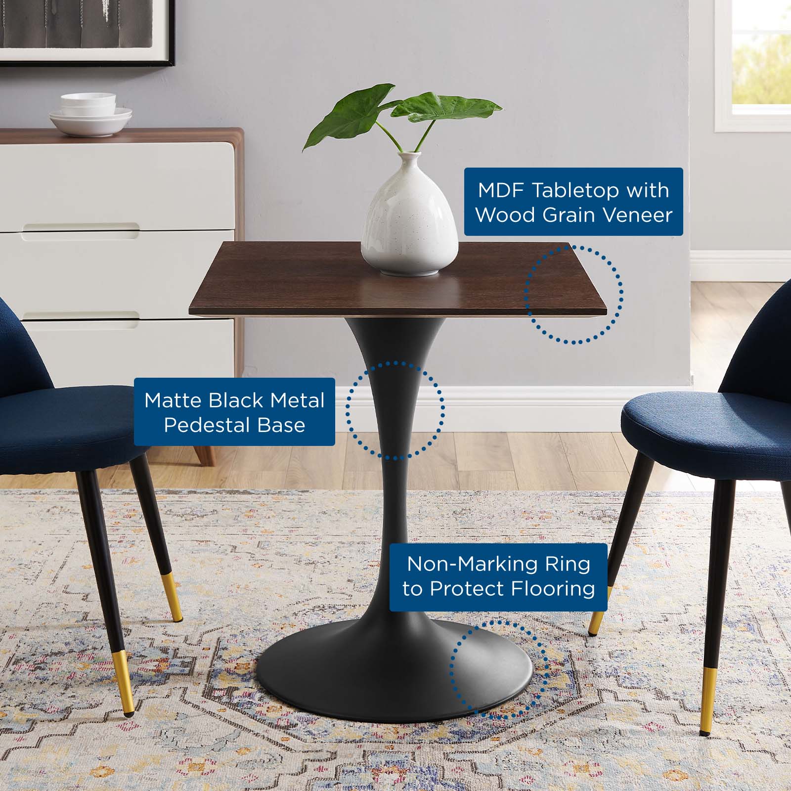 Lippa 28" Wood Square Dining Table By Modway - EEI-4865 | Dining Tables | Modishstore - 6