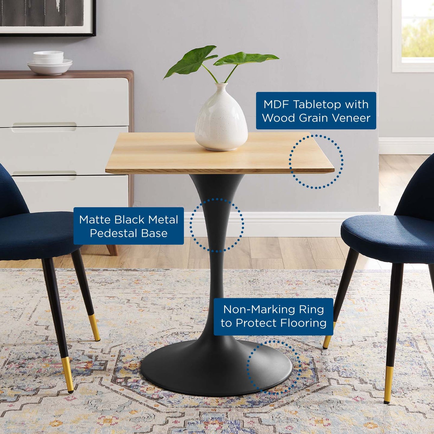 Lippa 28" Wood Square Dining Table By Modway - EEI-4865 | Dining Tables | Modishstore - 11