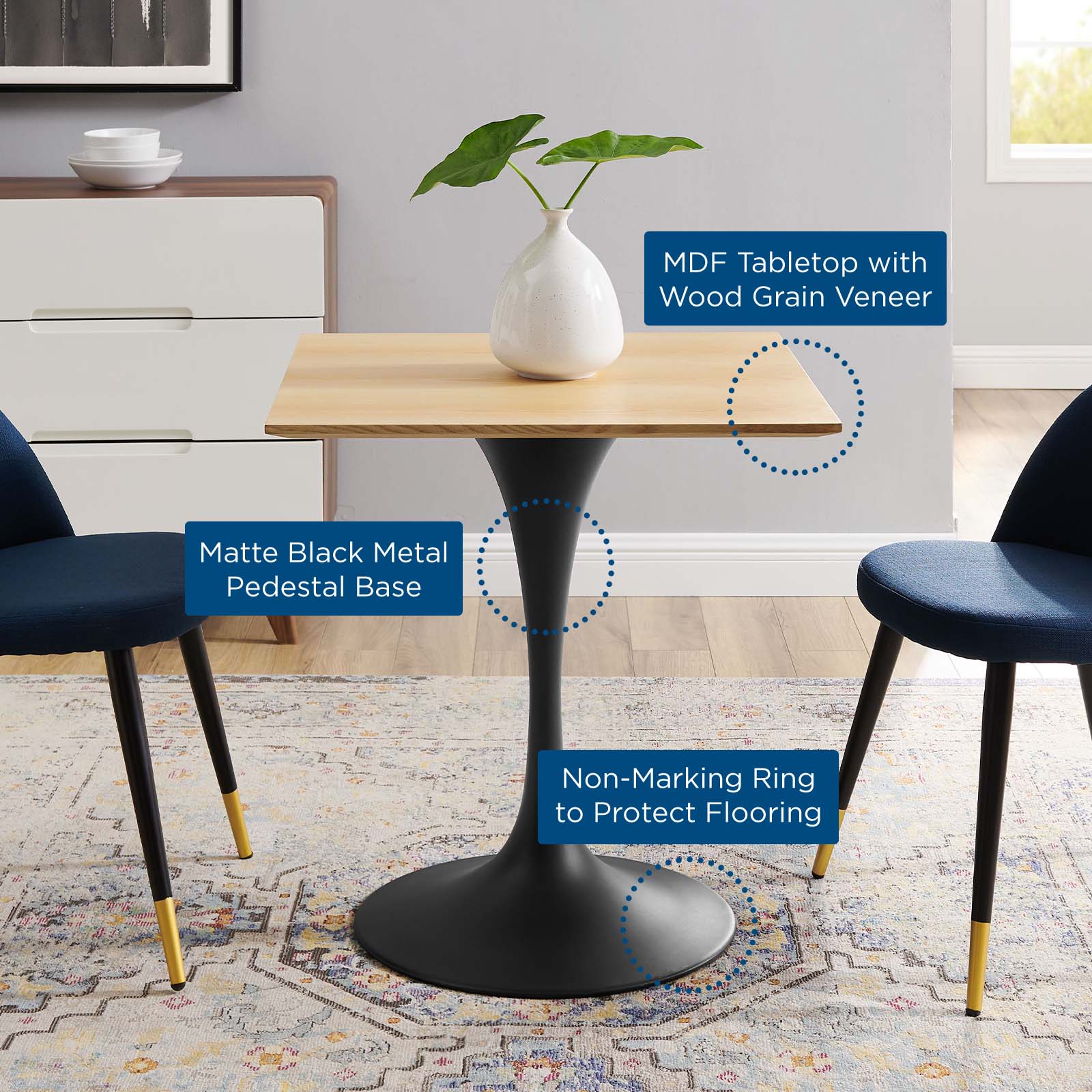 Lippa 28" Wood Square Dining Table By Modway - EEI-4865 | Dining Tables | Modishstore - 11