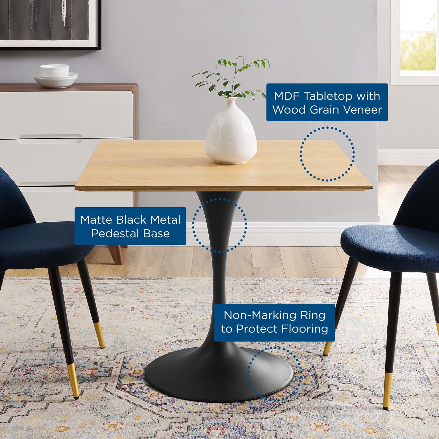 Lippa 36" Wood Square Dining Table By Modway - EEI-4866 | Dining Tables | Modishstore - 11