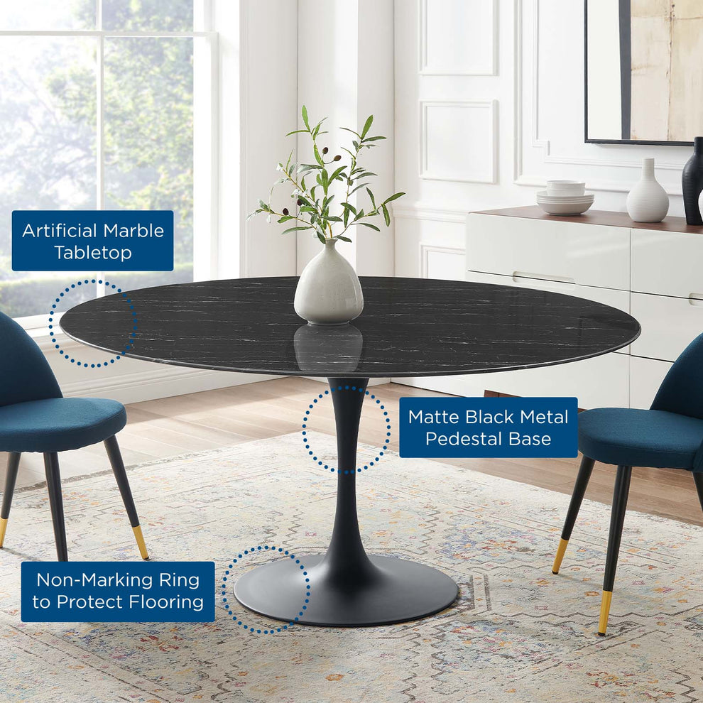 Lippa 60" Artificial Marble Dining Table By Modway - EEI-4879 | Dining Tables | Modishstore - 6