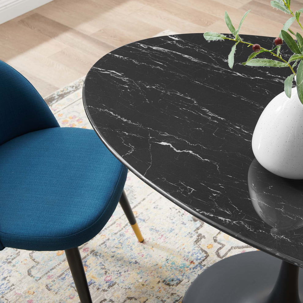 Lippa 54" Artificial Marble Oval Dining Table By Modway - EEI-4880 | Dining Tables | Modishstore - 2