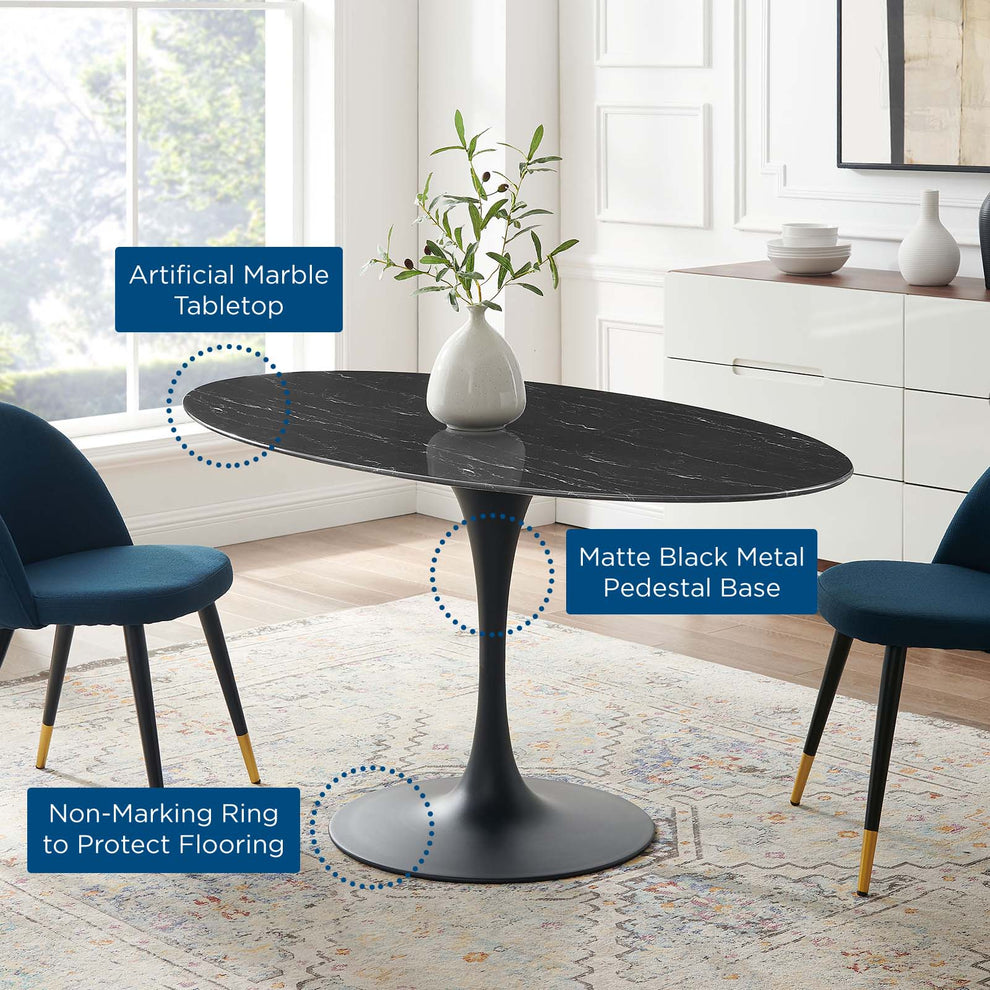 Lippa 60" Artificial Marble Oval Dining Table By Modway - EEI-4881 | Dining Tables | Modishstore - 6