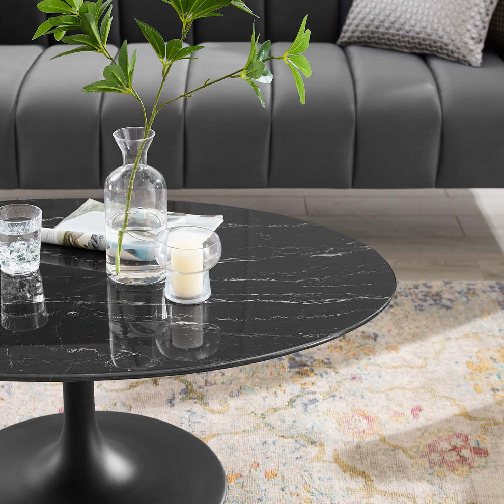 Lippa 42" Oval Artificial Marble Coffee Table By Modway - EEI-4885 | Modishstore - 5