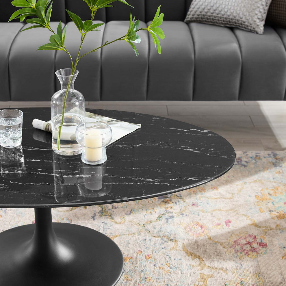 Lippa 48" Oval Artificial Marble Coffee Table By Modway - EEI-4886 | Modishstore - 5