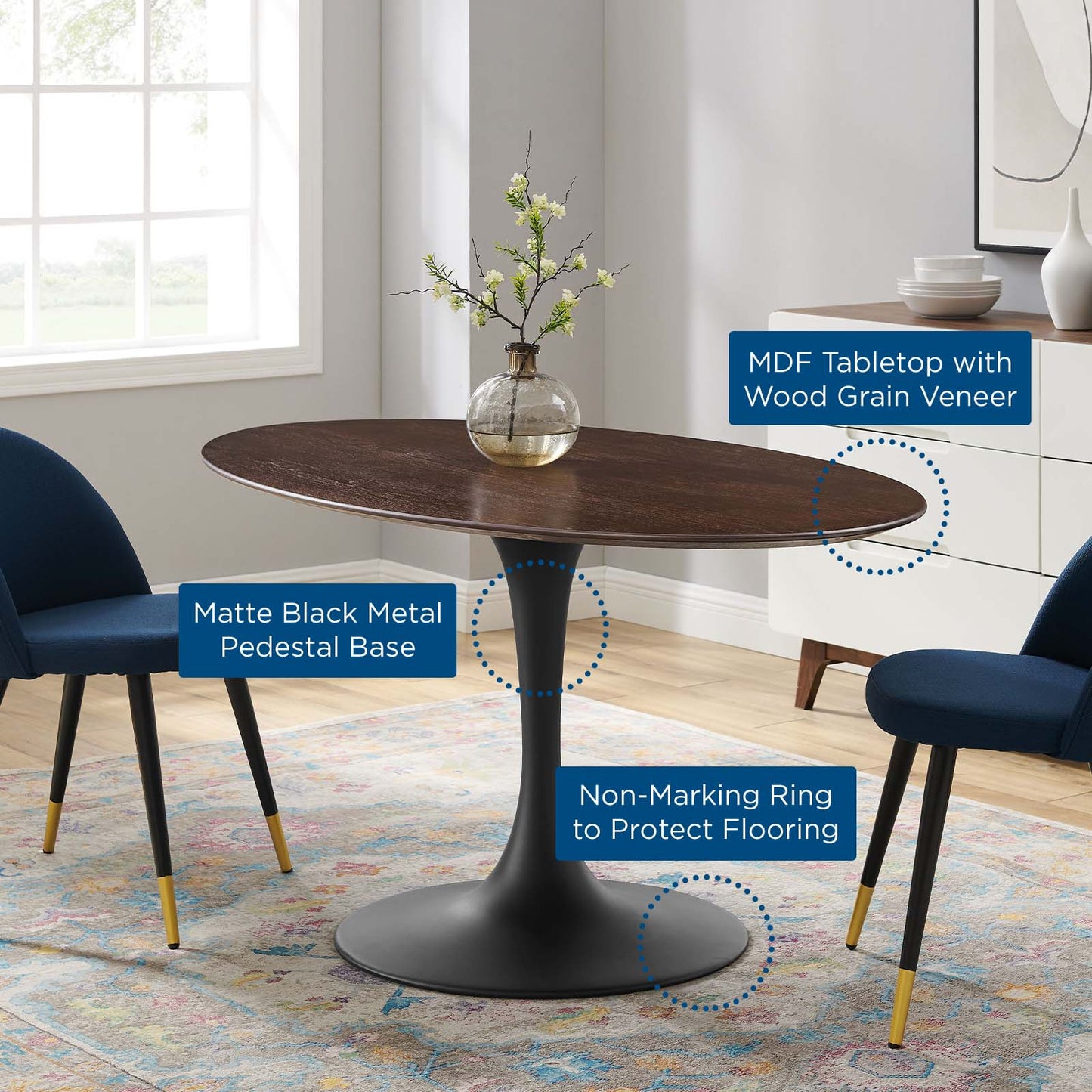 Lippa 60" Wood Oval Dining Table By Modway - EEI-4887 | Dining Tables | Modishstore - 6