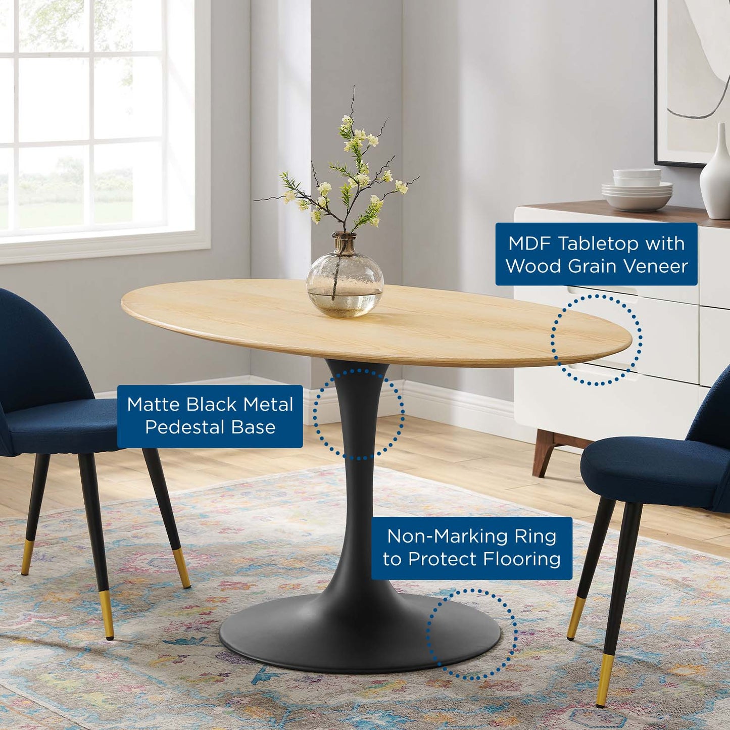 Lippa 60" Wood Oval Dining Table By Modway - EEI-4887 | Dining Tables | Modishstore - 18