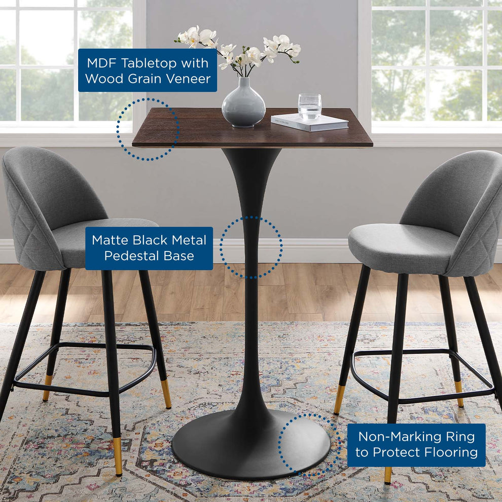 Lippa 28" Square Wood Bar Table By Modway - EEI-4891 | Bar Tables | Modishstore - 2
