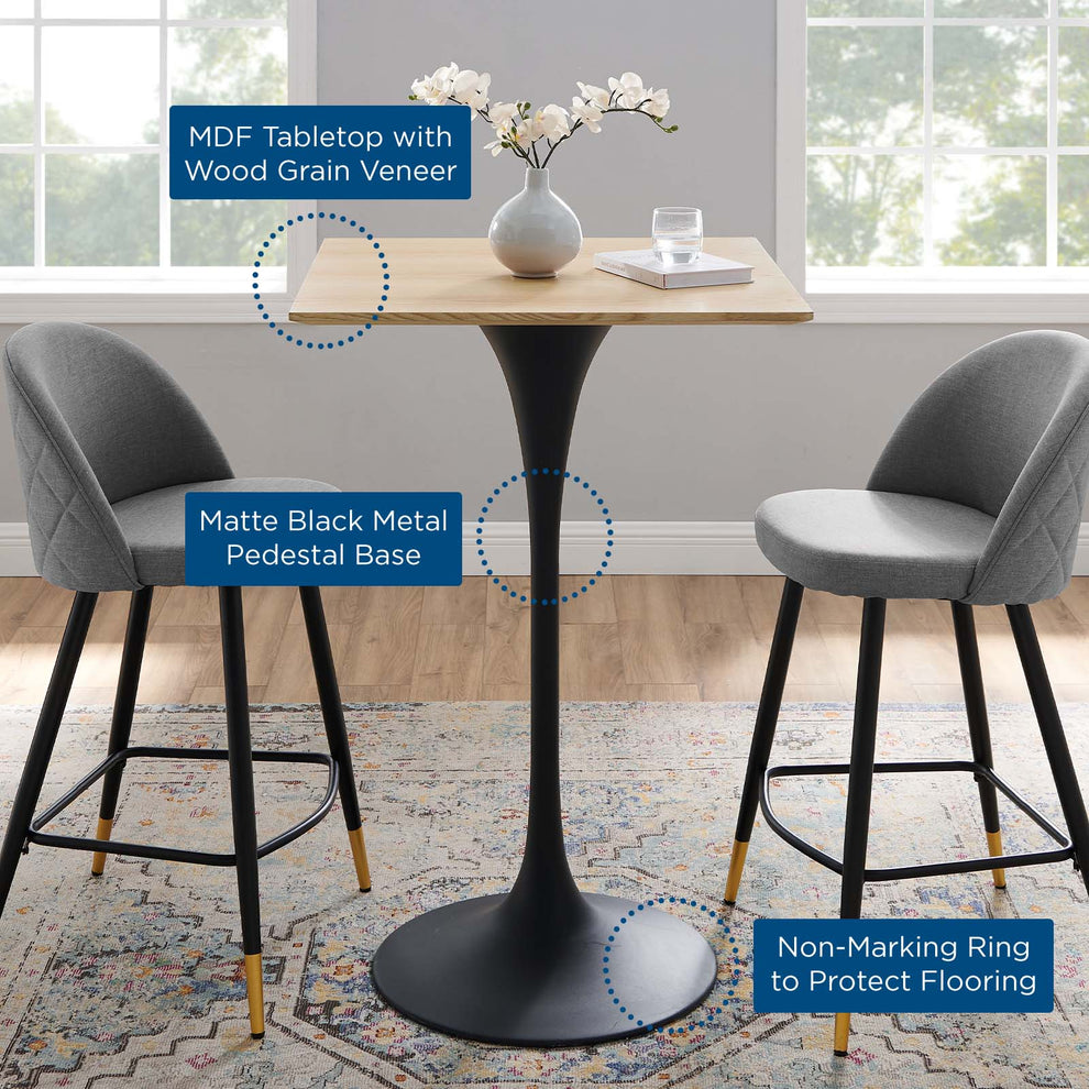Lippa 28" Square Wood Bar Table By Modway - EEI-4891 | Bar Tables | Modishstore - 10