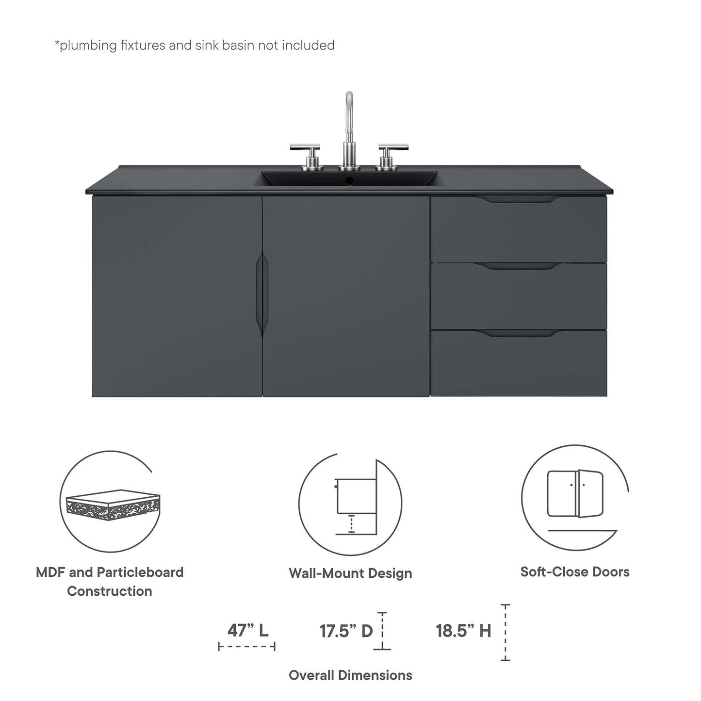 Vitality 48" Bathroom Vanity Cabinet (Sink Basin Not Included) By Modway - EEI-4895 | Bathroom Accessories | Modishstore - 8