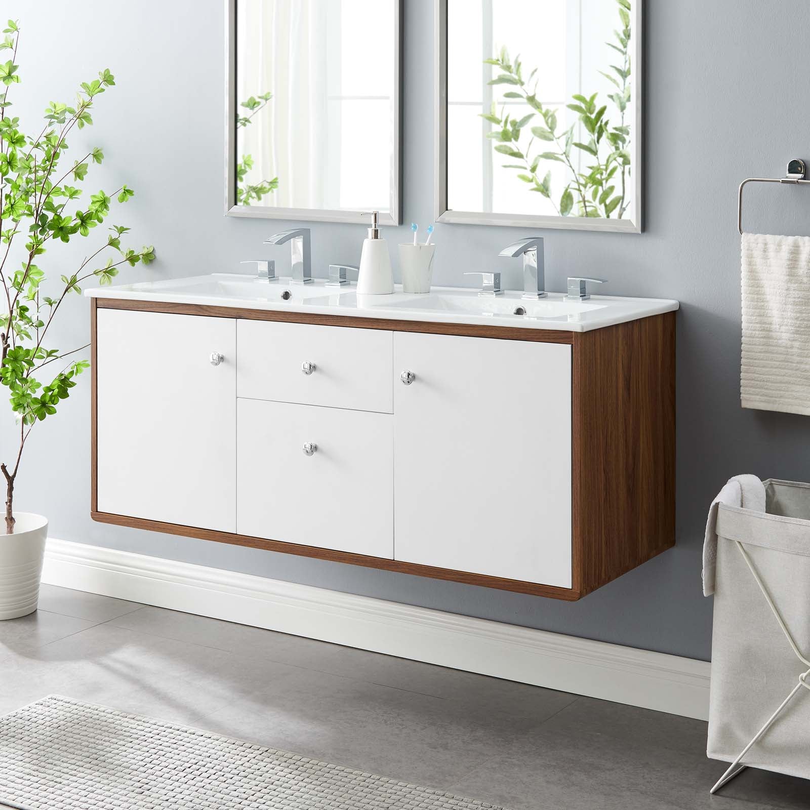 Modway Transmit 48" Wall-Mount Double Bathroom Vanity - EEI-4901 | Bathroom Accessories | Modishstore - 1