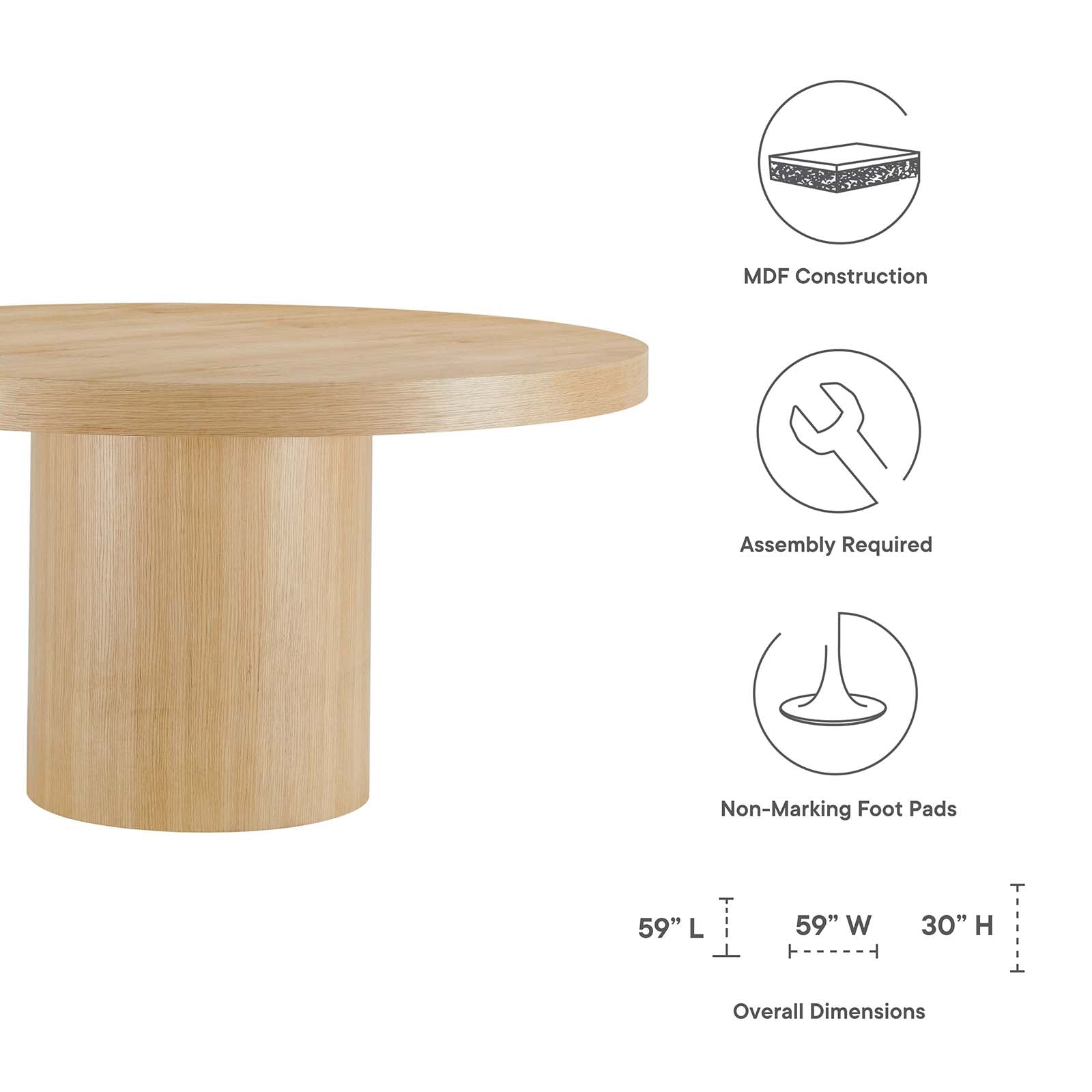 Gratify 60" Round Dining Table By Modway - EEI-4911 | Dining Tables | Modishstore - 7