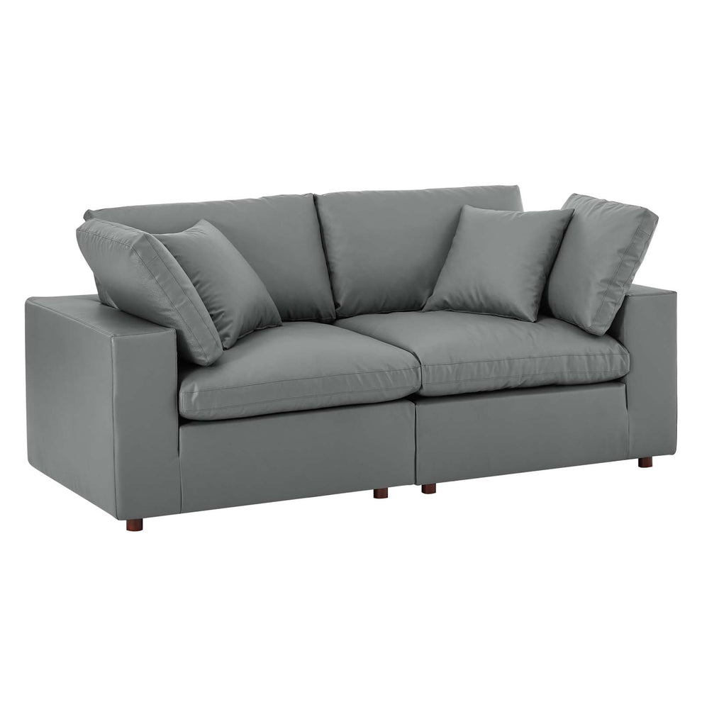 Modway Commix Down Filled Overstuffed Vegan Leather Loveseat - EEI-4913 | Loveseats | Modishstore - 1