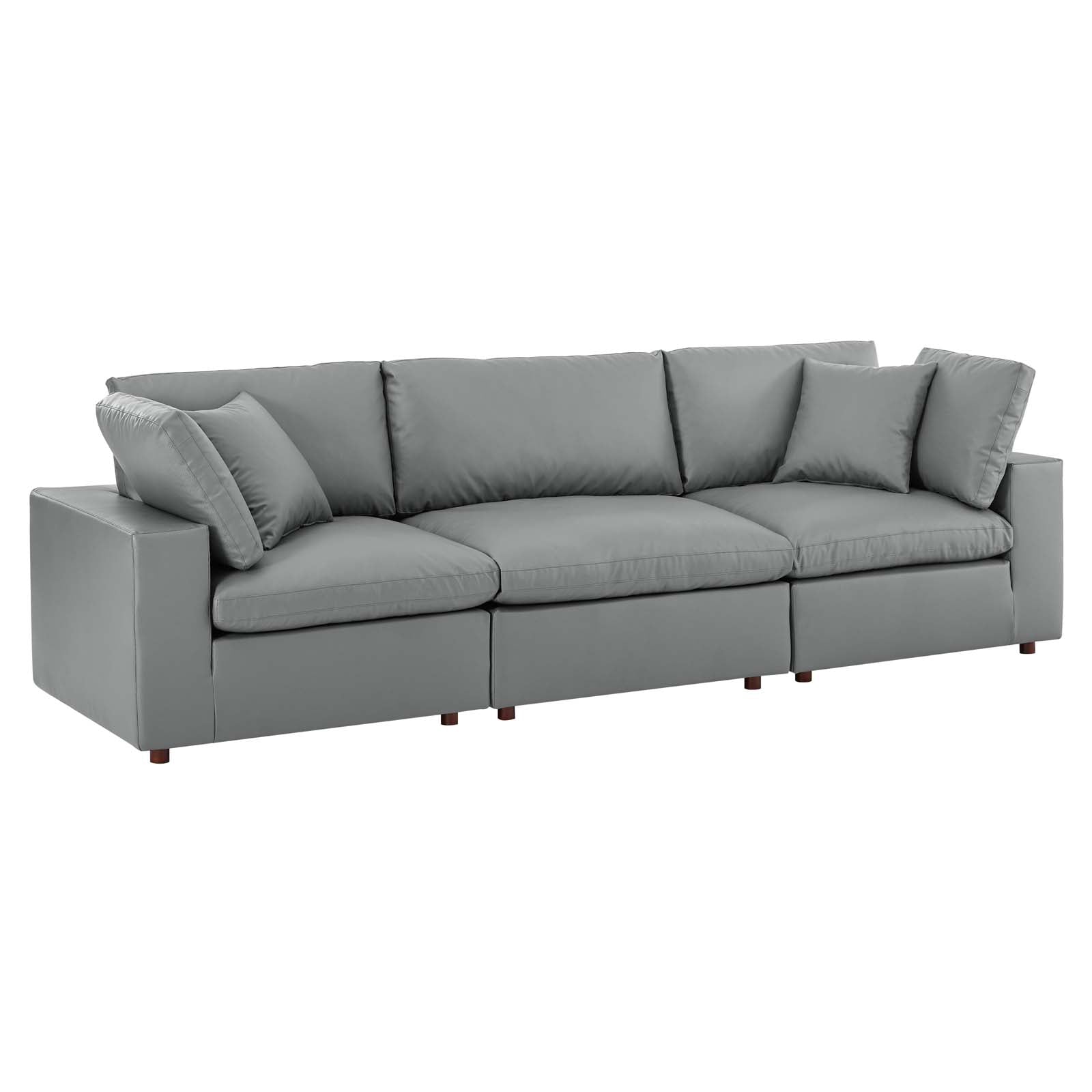 Modway Commix Down Filled Overstuffed Vegan Leather 3-Seater Sofa - EEI-4914 | Sofas | Modishstore - 1