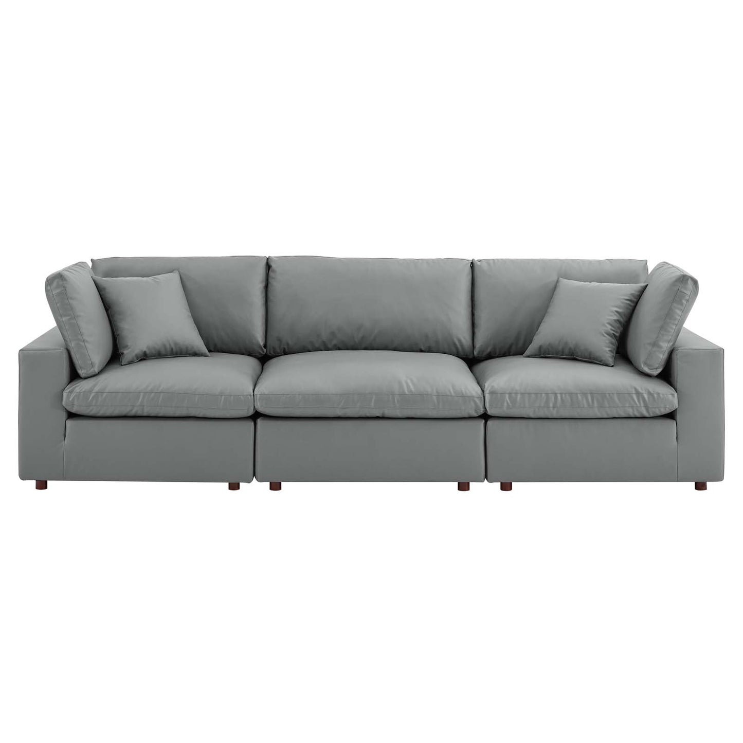 Modway Commix Down Filled Overstuffed Vegan Leather 3-Seater Sofa - EEI-4914 | Sofas | Modishstore - 2