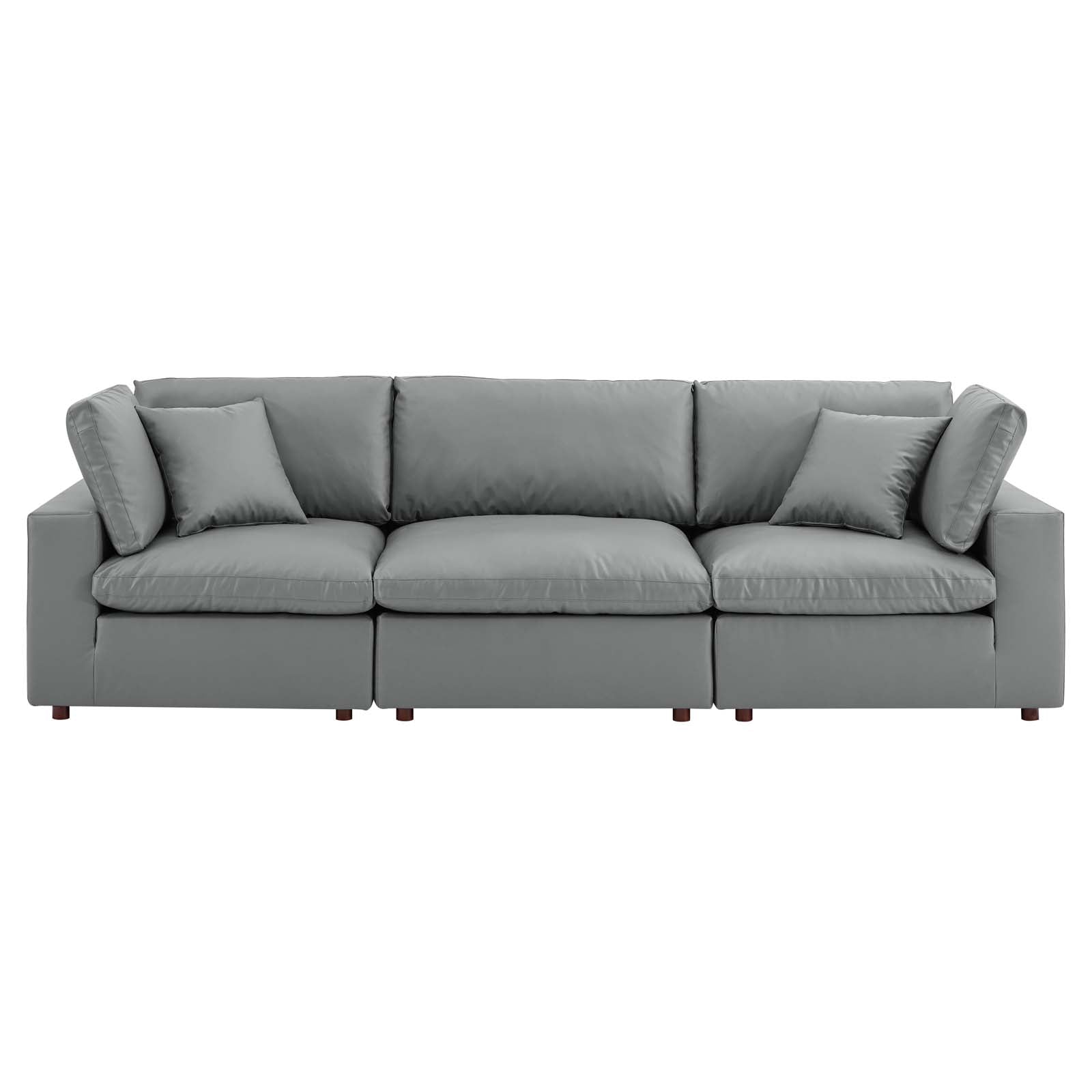 Modway Commix Down Filled Overstuffed Vegan Leather 3-Seater Sofa - EEI-4914 | Sofas | Modishstore - 2