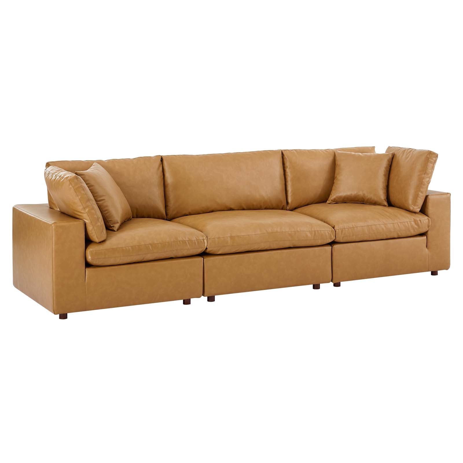 Modway Commix Down Filled Overstuffed Vegan Leather 3-Seater Sofa - EEI-4914 | Sofas | Modishstore - 4